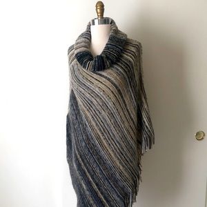 Colorful Woven Knit Poncho Sweater